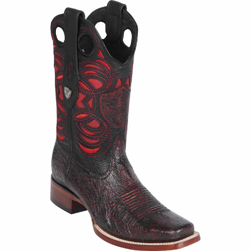 Men's western boots with a rubber sole for traction on various surfacesMen's Wild West Smooth Ostrich Skin Rodeo Toe Boot 28189718