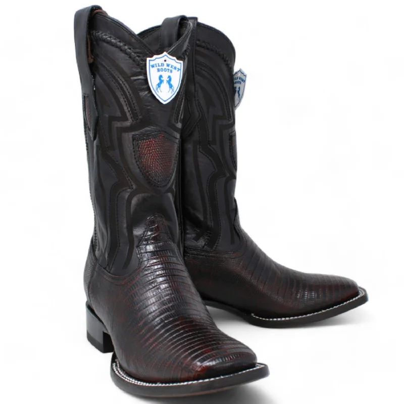 Men's western boots with a scalloped edge and a pull - on strapMen's Wild West Teju (Lizard) Ranch Toe Boot 2824L0718