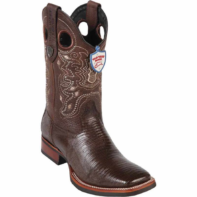 Men's western boots with a high - heeled design and a pointed toeMen's Wild West Teju (Lizard) Ranch Toe Boot 28250707