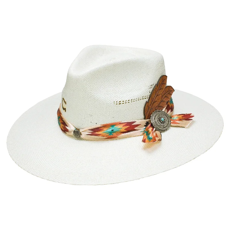 Men's western boots with a traditional western boot silhouette and a polished shineCharlie 1 Horse Navajo Straw Hat