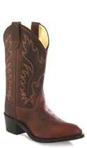 Men's western boots with a scalloped edge and a pull - on strapToddler - Oiled Rust 8152