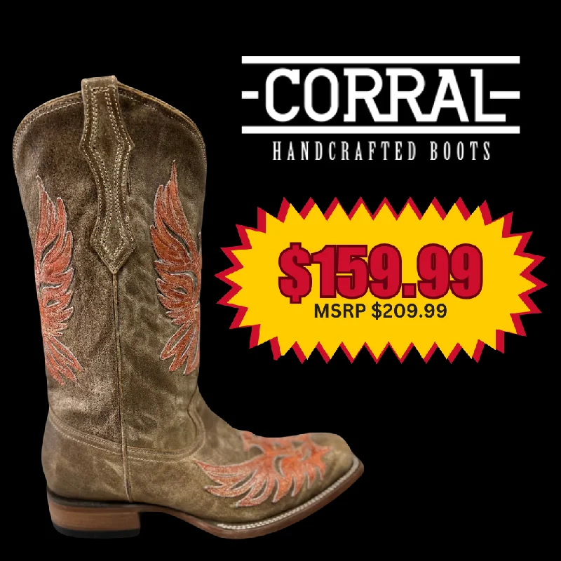 Men's western boots with a scalloped edge and a pull - on strapMen's Corral Boots