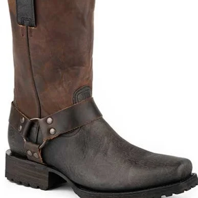 Men's western boots with a rubber sole for traction on various surfacesRoper Men's Outlaw J Wales Biker Harness Boot