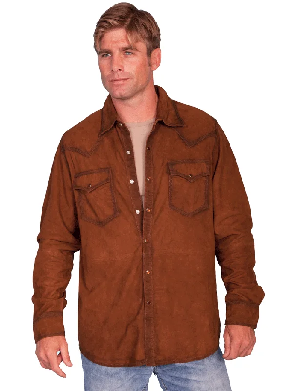 Men's western boots in a rich brown or black leatherScully 78-142 Mens Western Suede Shirt Brown