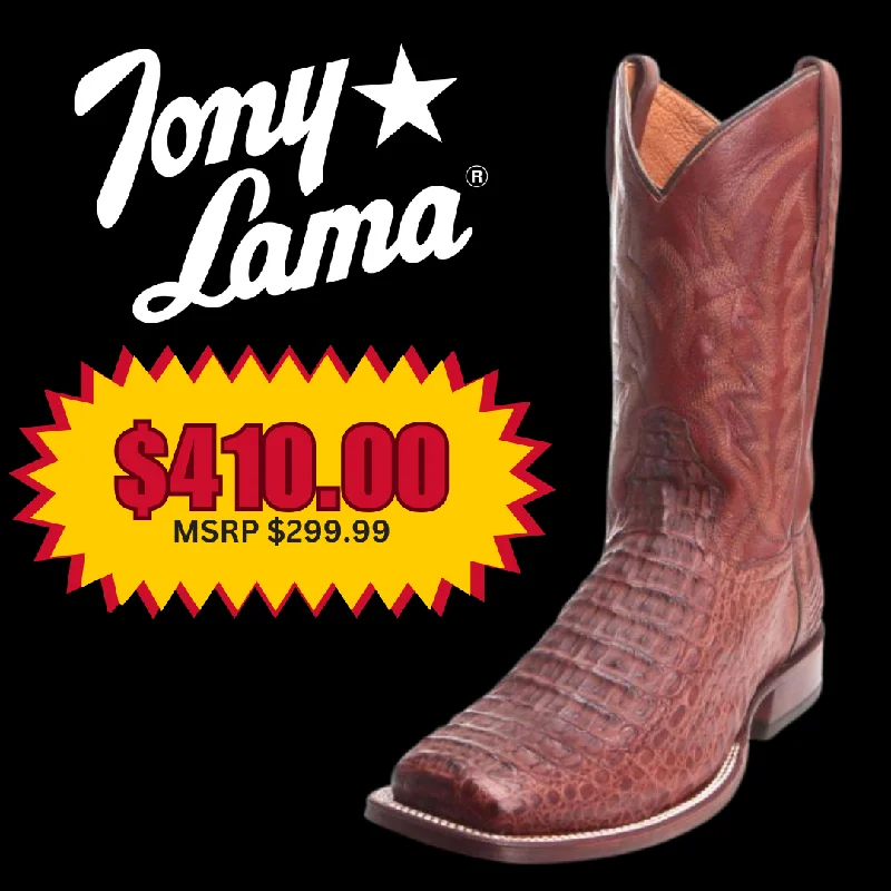 Men's western boots with a suede shaft and a leather soleMen's Tony Lama Caiman Hornback Cowboy Boots