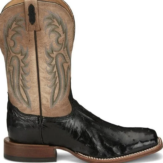 Men's western boots with a leather lining and a padded insoleTony Lama Men's Castillo Full Quill Ostrich Boot-Black