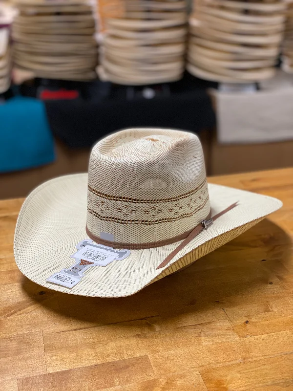 Men's genuine leather western boots with a snake - skin inlayTwister | Tan Rounded Brick Bangora Straw Hat