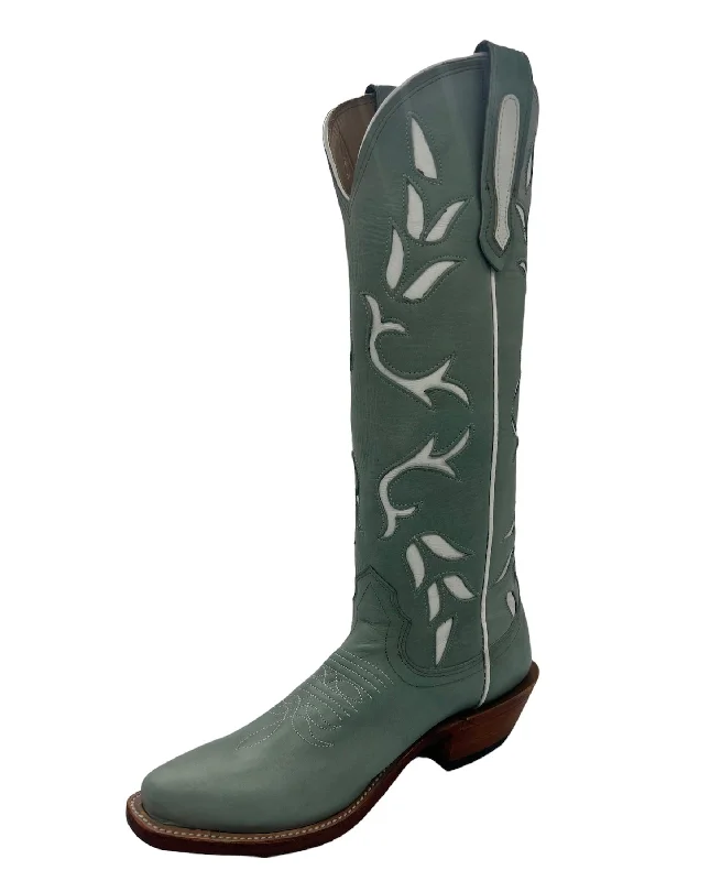 Men's western boots with a leather sole and a heel guardFenoglio Exclusive Robin Egg Blue Ladies' Boot